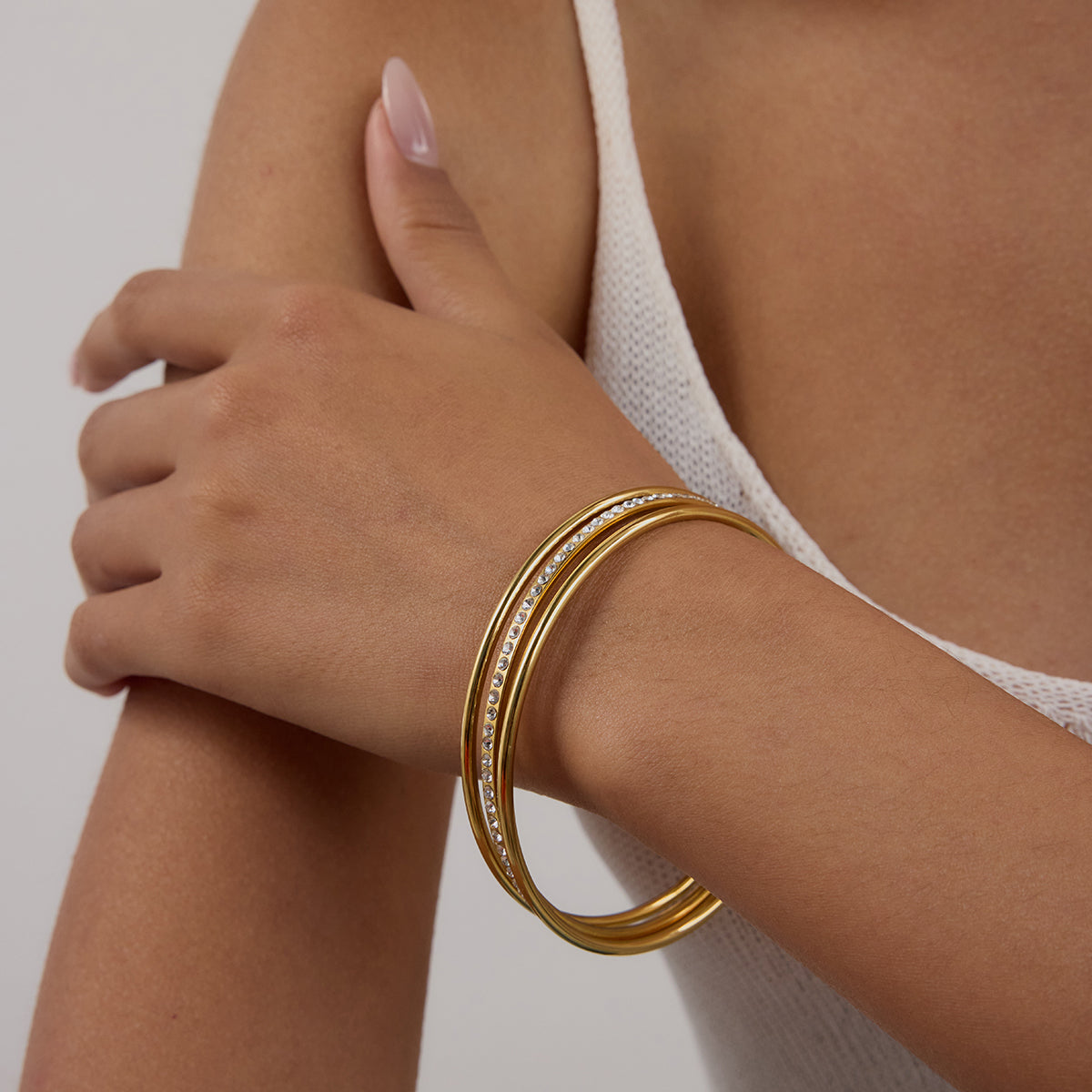 Trinity Zircon Triple-Band Bangle