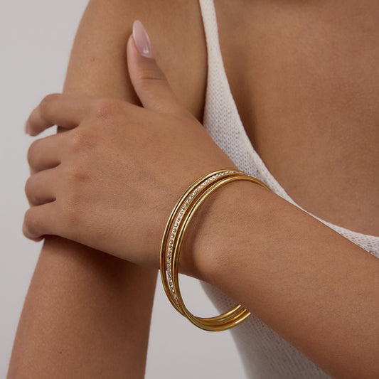 Trinity Zircon Triple-Band Bangle