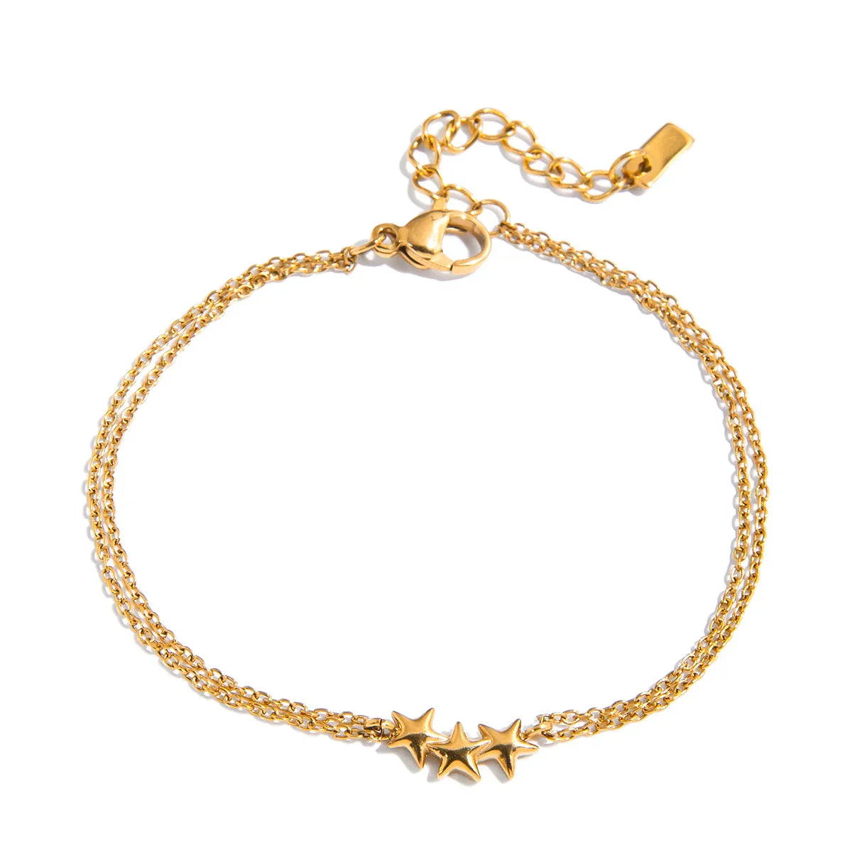 Celeste triple star chain bracelet product view, gold plating over stainless steel