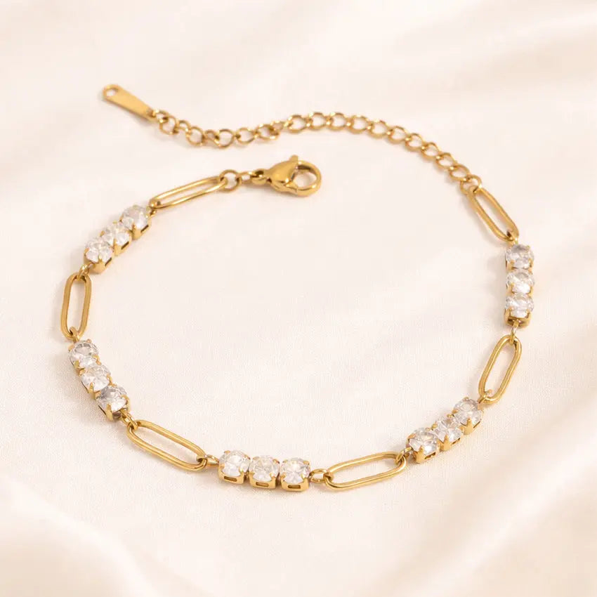 Gold-tone Lumière link bracelet with clear zircon segments – OROR Parure