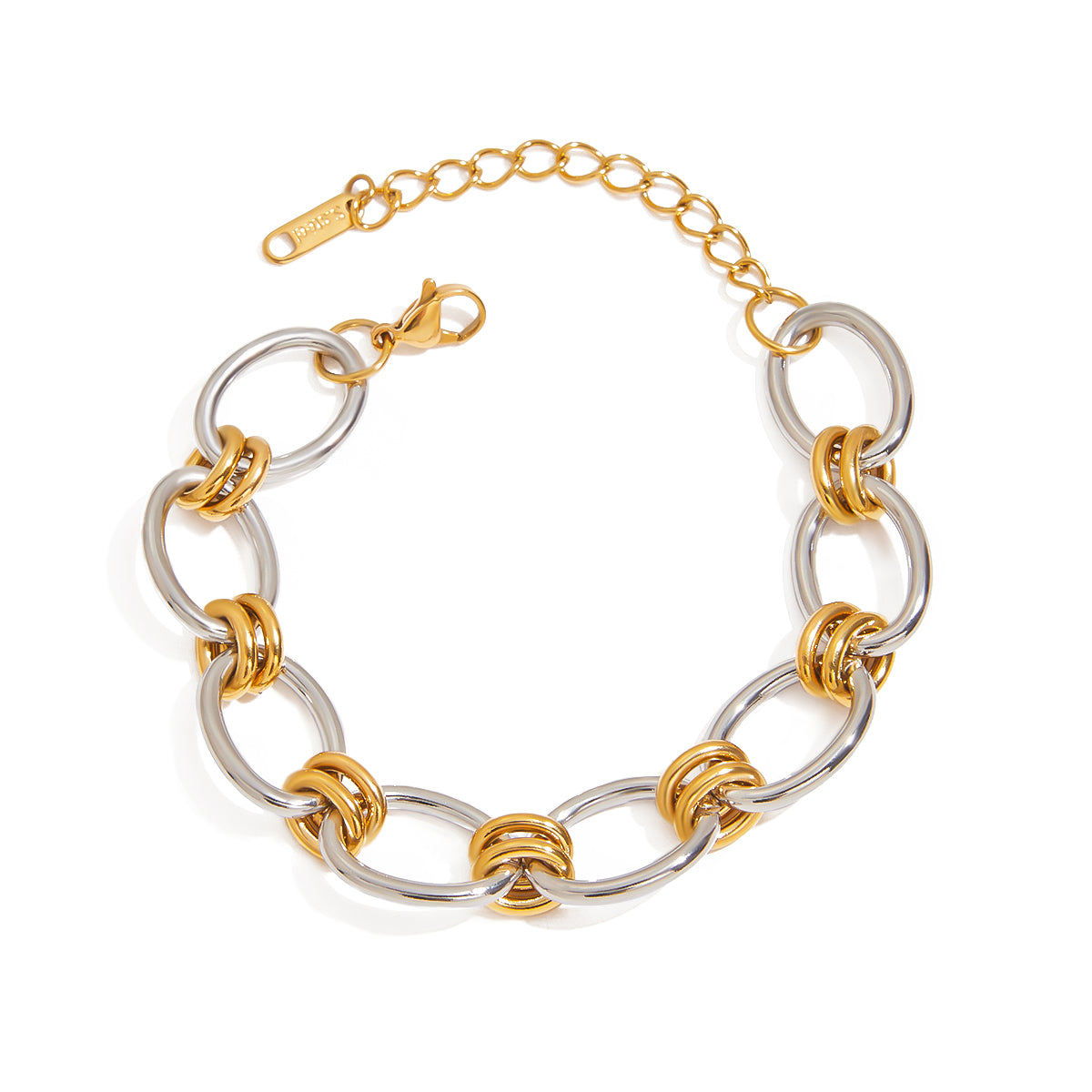 Gold and silver chain bracelet on a white background