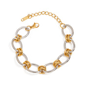 Double Tone Interlock Chain Bracelet