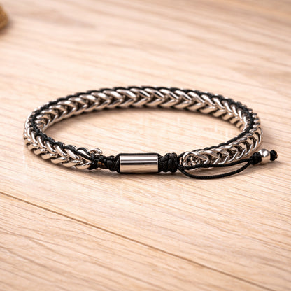 Stainless steel curb chain with black cord