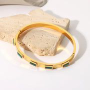 Emerald Baguette Gold Bangle Bracelet