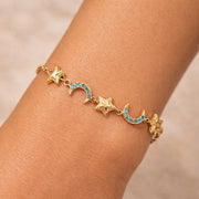 Celestial Turquoise Crescent & Star Chain