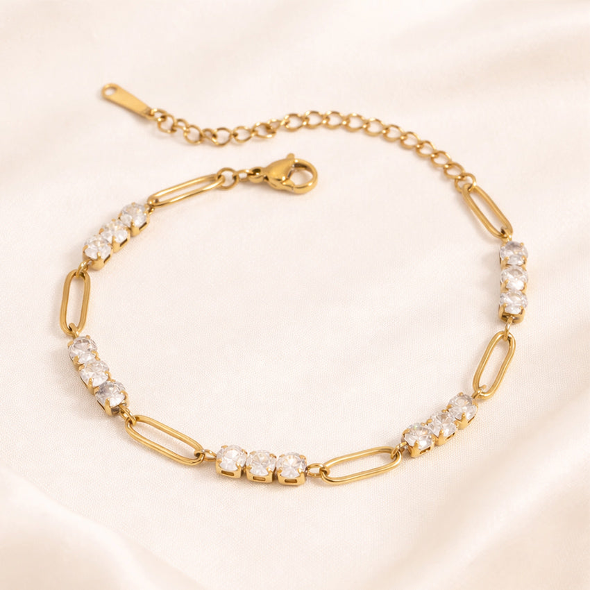 Gold-tone Lumière link bracelet with clear zircon segments – OROR Parure